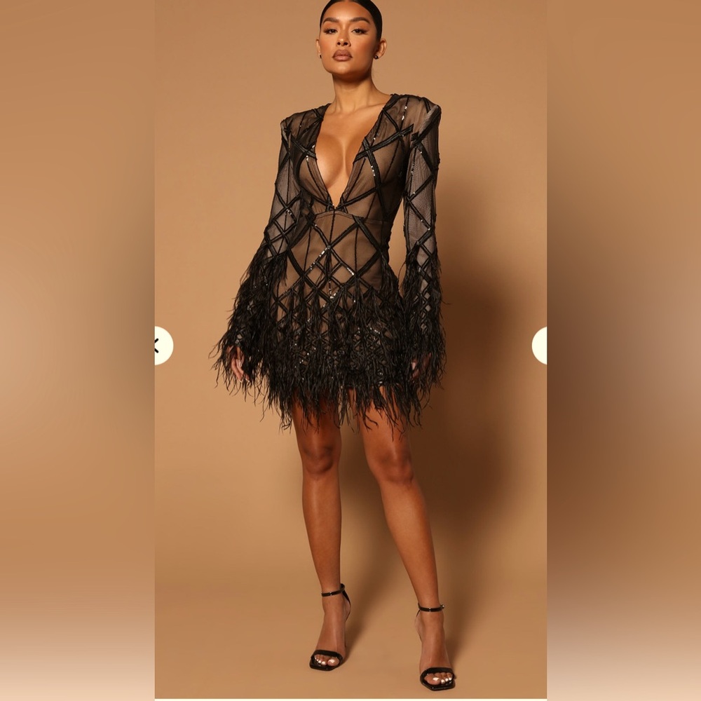 Elegant Black Feathered Dress